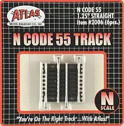 Atlas 2006 N Code 55 Track w/Nickel Rail & Brown Ties Straight