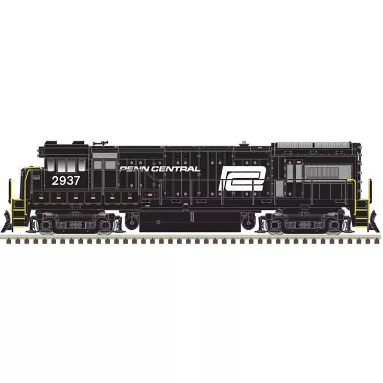 Atlas N 40005941 GE U33/36B, Standard DC, Master Silver, Penn Central #2921 (black, white)
