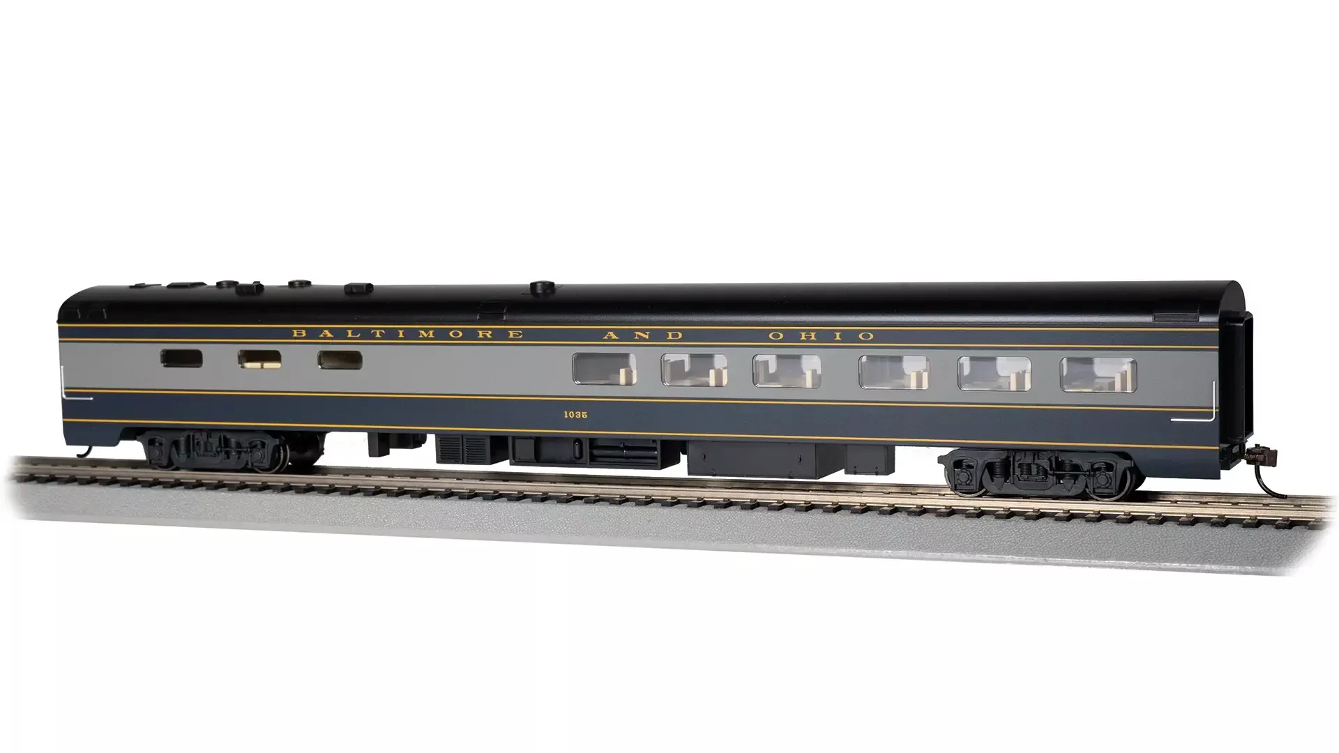 Bachmann #1480185' SMOOTH-SIDE DINING CAR with LIGHTED INTERIOR - B&O