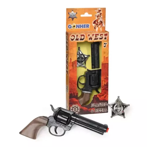 Kids Old West Filigreed 8-Shot Cap Gun & Star Badge Set