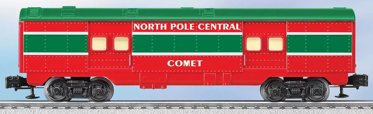Lionel 6-25197 North Pole Central O27 Streamlined Baggage Car "Comet" Christmas O SCALE Like New- Window Needs Reattached