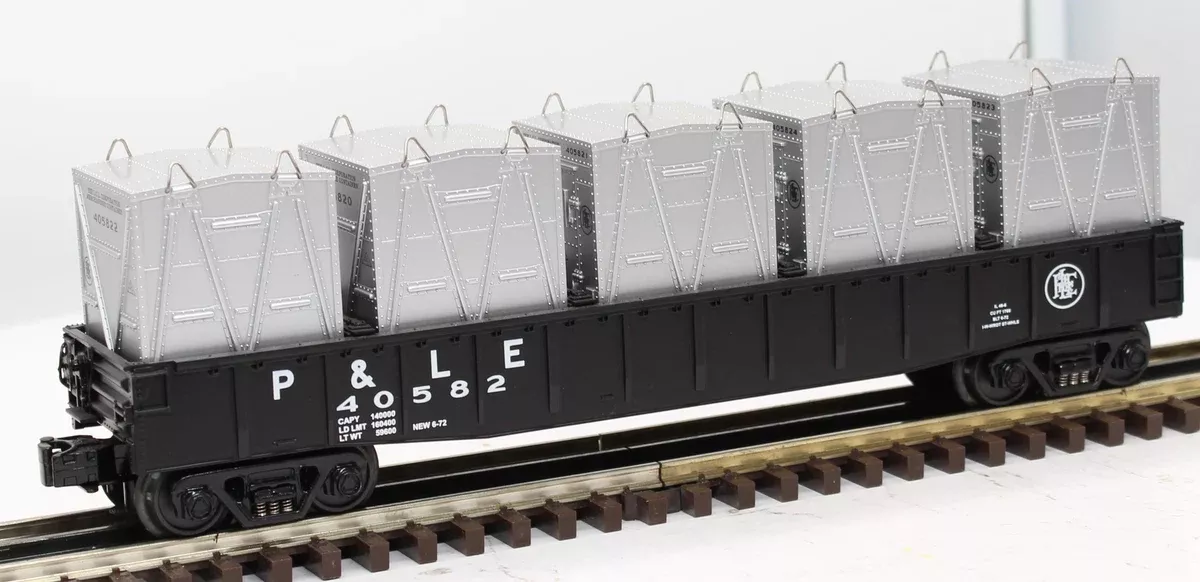 MTH Railking 30-7253 Pittsburgh & Lake Erie Gondola Car w/LCL Containers #40582 O SCALE Like New