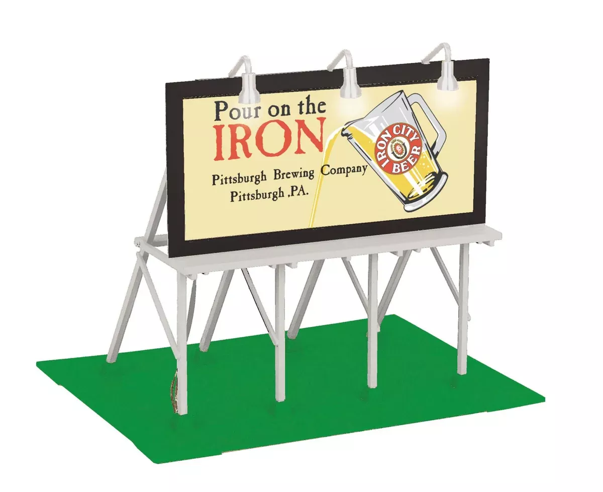 MTH Railking 30-90286 PBC - Pittsburgh Brewing Co. Lighted Billboard "pour on the iron" Iron City O SCALE NEW