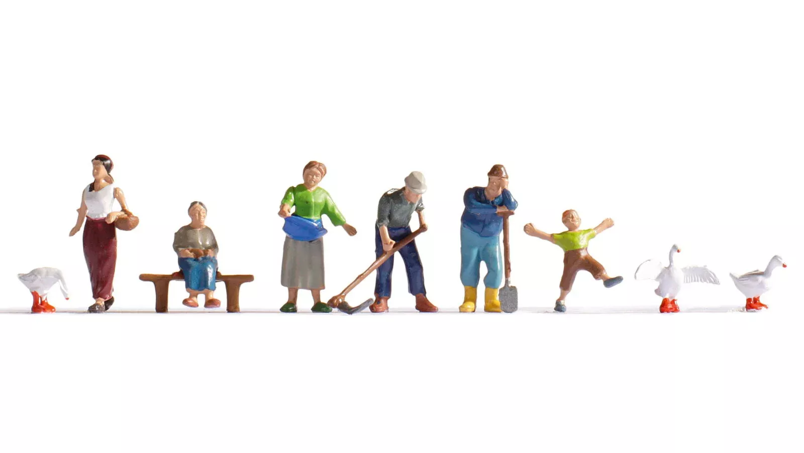 Noch 15629 HO Scale Farmers & Geese Figure Set, 6 Figures