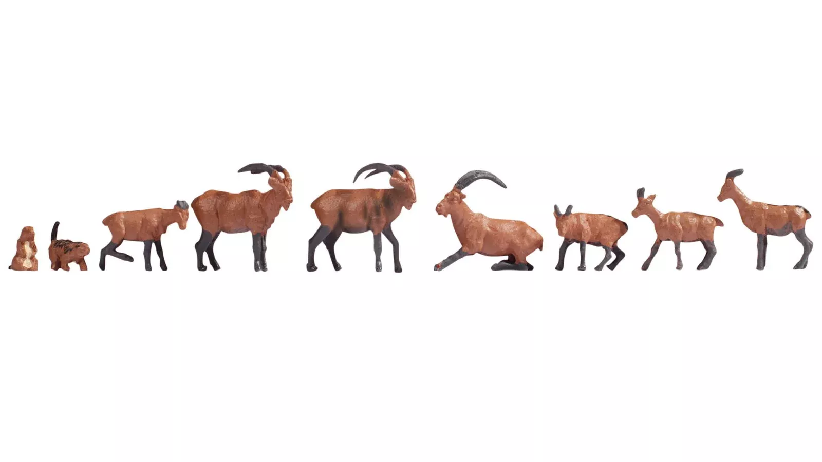 Noch 15742 HO Scale Alpine Animals Figure Set, pkg(9)