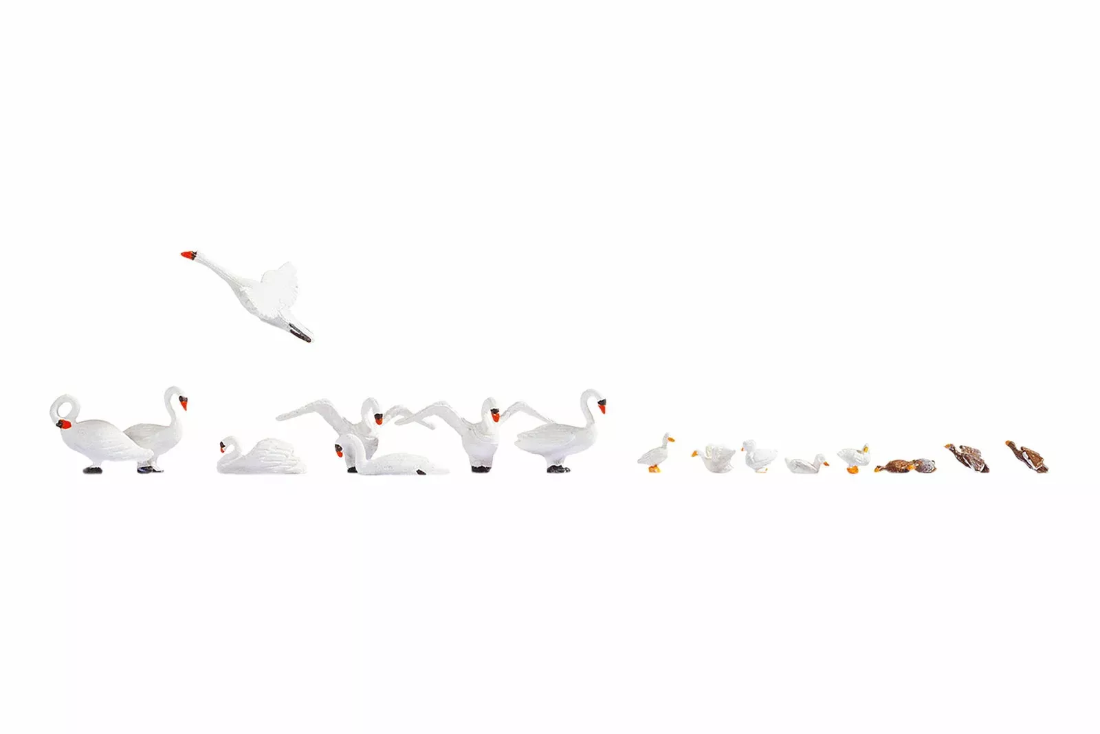 Noch 15774 HO Scale Swans & Ducks Figure Set, 8 of Each