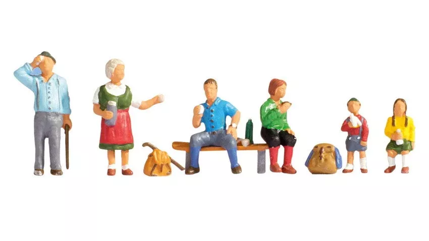 Noch 15872 HO Scale Hikers Figure Set #1, 6 Figures