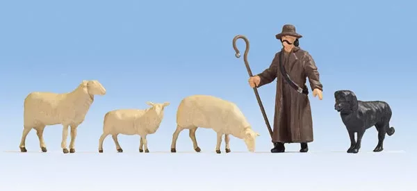 Noch 17901 O Scale Shepherd with Dog and 3 Sheep