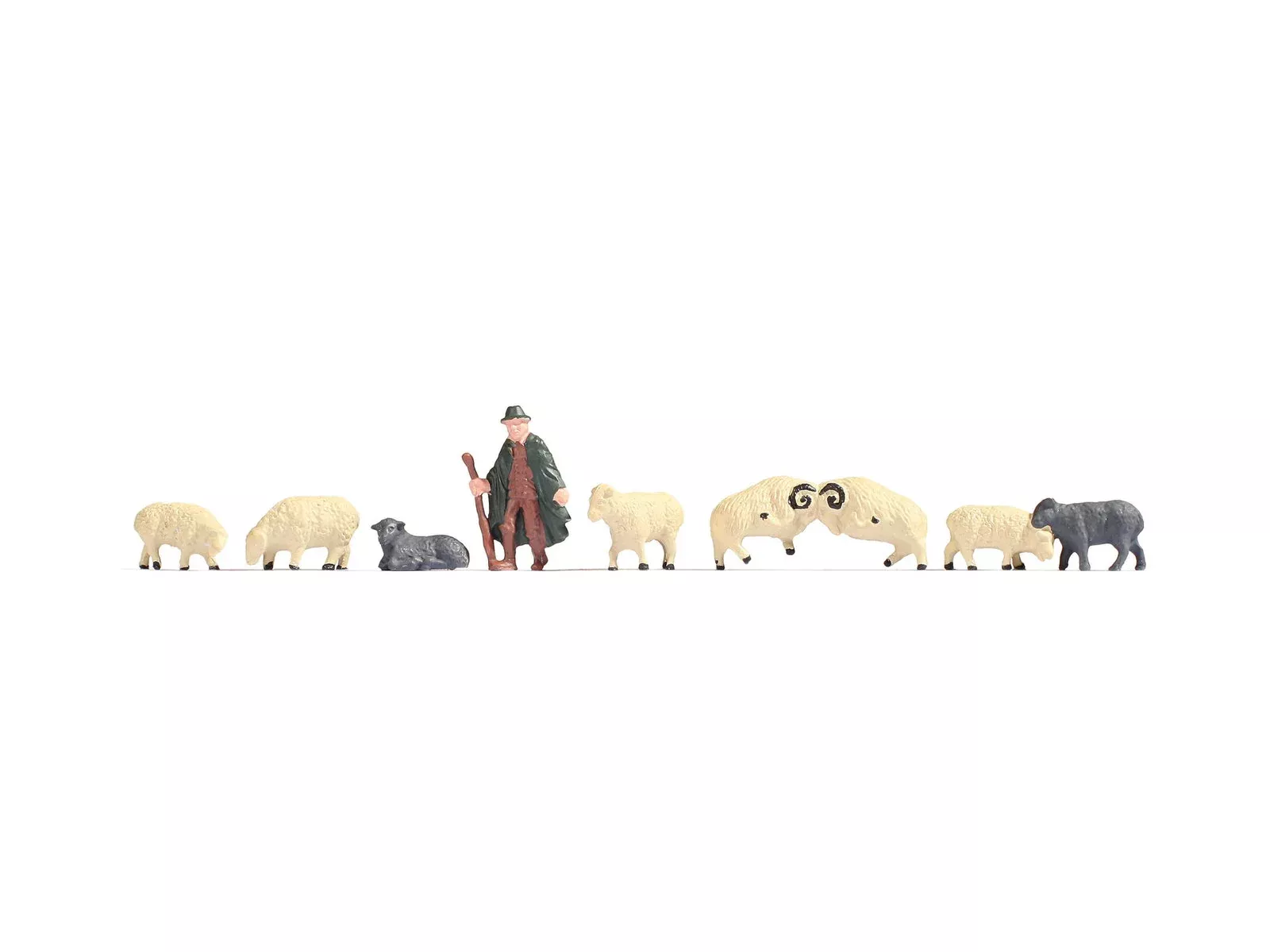 Noch 18210 HO Scale Shepherd & 8 Sheep Figure Set