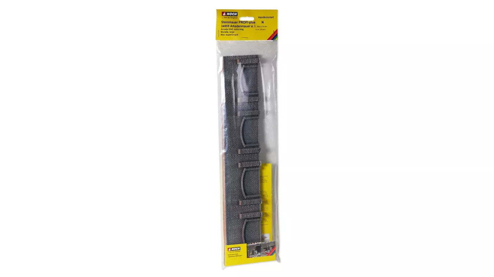 Noch 34859 N Scale Extra-Long Arcade Wall, Gray Brick