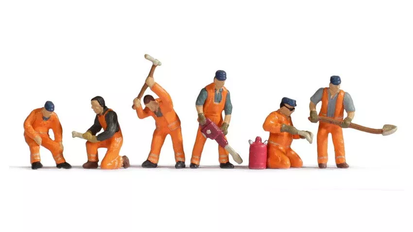Noch 45276 TT Scale Trackworkers Figure Set, 6 Pieces