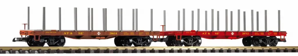 PIKO #38773 Santa Fe Flatcar/ stakes 2-Pack