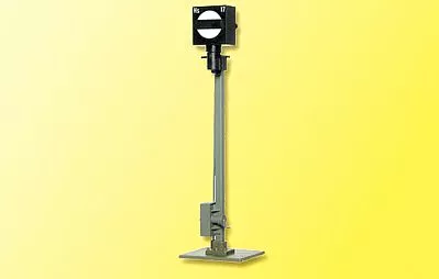 Viessmann 4517 HO Scale Operating European-Style Semaphore Distant Signal - Assembled -- Black & White Banner Style