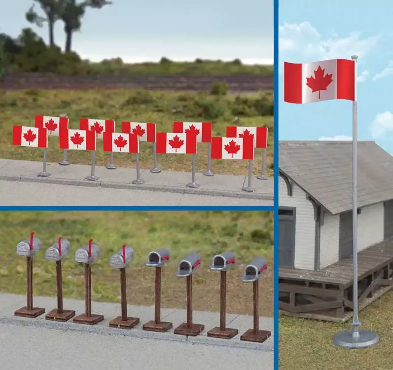Walthers #949-4172 Canadian Flags and Mailboxes